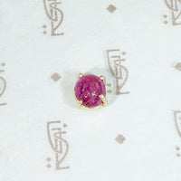 Single Oval Cabochon Ruby in Recycled Gold Stud