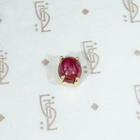 Single Stud Oval Cabochon Red Ruby in Gold