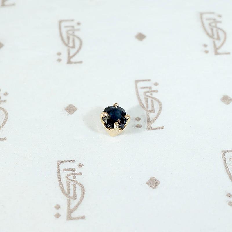 Antique 0.20ct Navy Blue Sapphire Single Stud