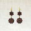 Antique Garnet Cluster Flower Drop Earrings