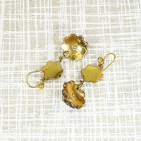 Antique Garnet Cluster Flower Drop Earrings