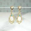 Ornate Opal & Turquoise Victorian Revival Earrings