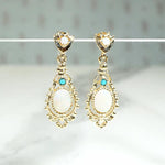 Ornate Opal & Turquoise Victorian Revival Earrings