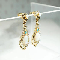 Ornate Opal & Turquoise Victorian Revival Earrings