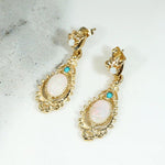 Ornate Opal & Turquoise Victorian Revival Earrings