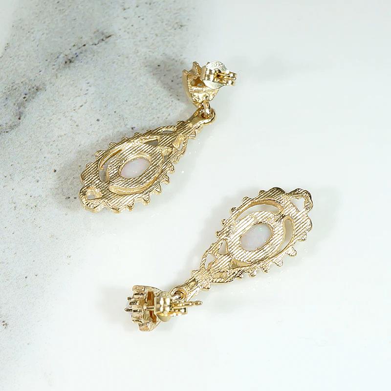 Ornate Opal & Turquoise Victorian Revival Earrings