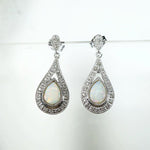 Opal Teardrop Earrings in Diamond Paved White Gold