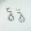 Opal Teardrop Earrings in Diamond Paved White Gold