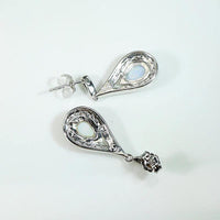 Opal Teardrop Earrings in Diamond Paved White Gold