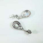 Opal Teardrop Earrings in Diamond Paved White Gold
