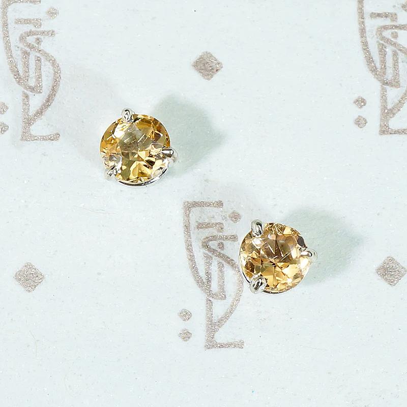 Antique Imperial Topaz in Recycled White Gold Studs