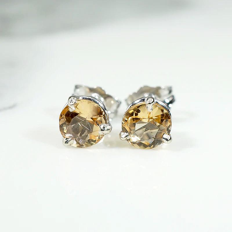 Antique Imperial Topaz in Recycled White Gold Studs
