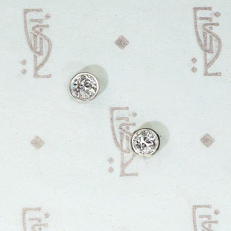 Bezel Set 0.41tcw Old Euro Diamond Stud Earrings