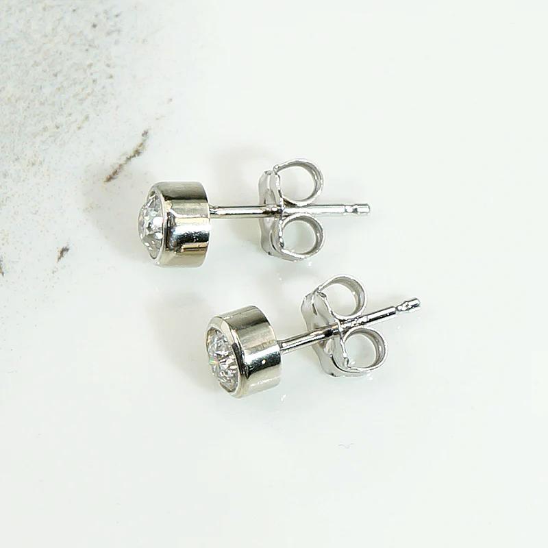 Bezel Set 0.41tcw Old Euro Diamond Stud Earrings