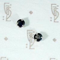 Velvety Midnight Blue Sapphire Stud Earrings