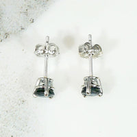 Velvety Midnight Blue Sapphire Stud Earrings
