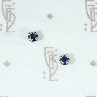 Moody Blue Sapphire & White Gold Stud Earrings