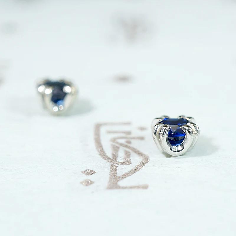 Moody Blue Sapphire & White Gold Stud Earrings