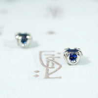 Moody Blue Sapphire & White Gold Stud Earrings