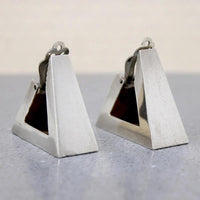 Monumental Mid Century Triangle Hoops in Mexican Silver