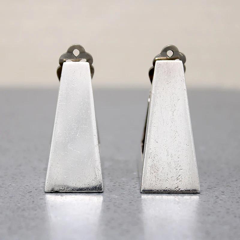 Monumental Mid Century Triangle Hoops in Mexican Silver