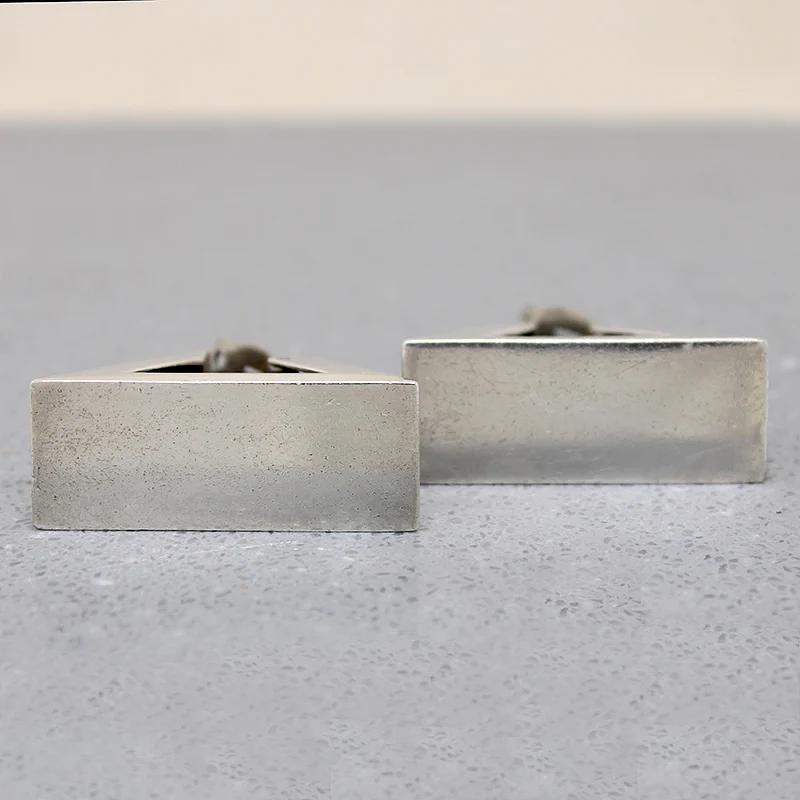 Monumental Mid Century Triangle Hoops in Mexican Silver