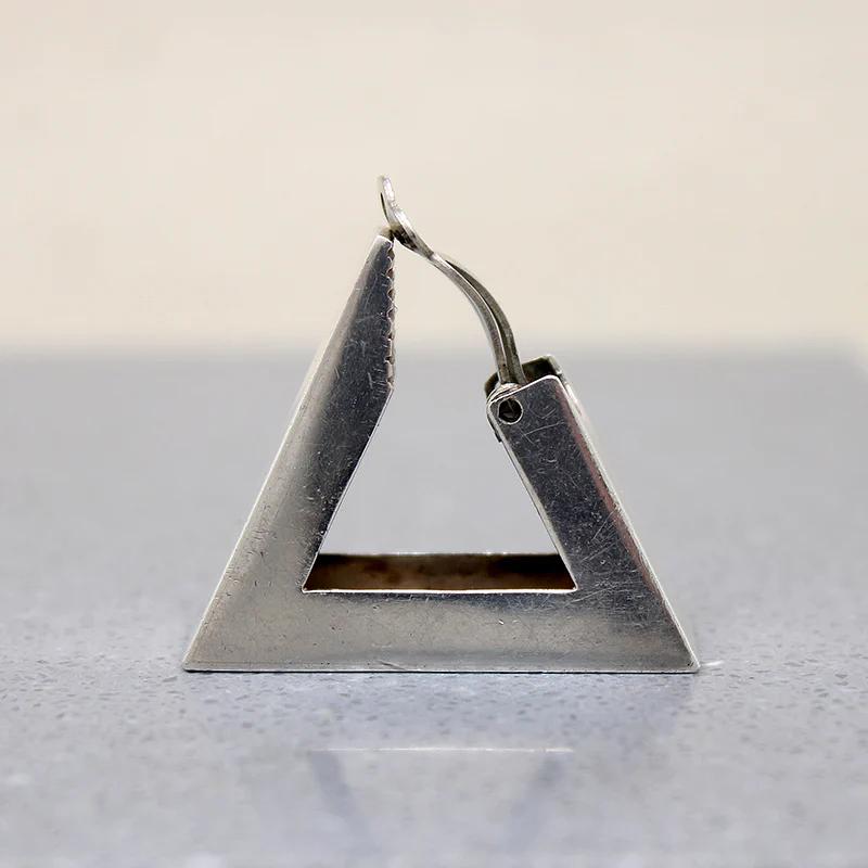 Monumental Mid Century Triangle Hoops in Mexican Silver