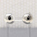 Cheerful Silver Dome Earrings with Onyx Apples