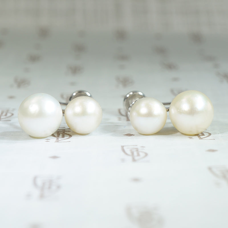 Elegant Vintage Pearl Earrings in White Gold