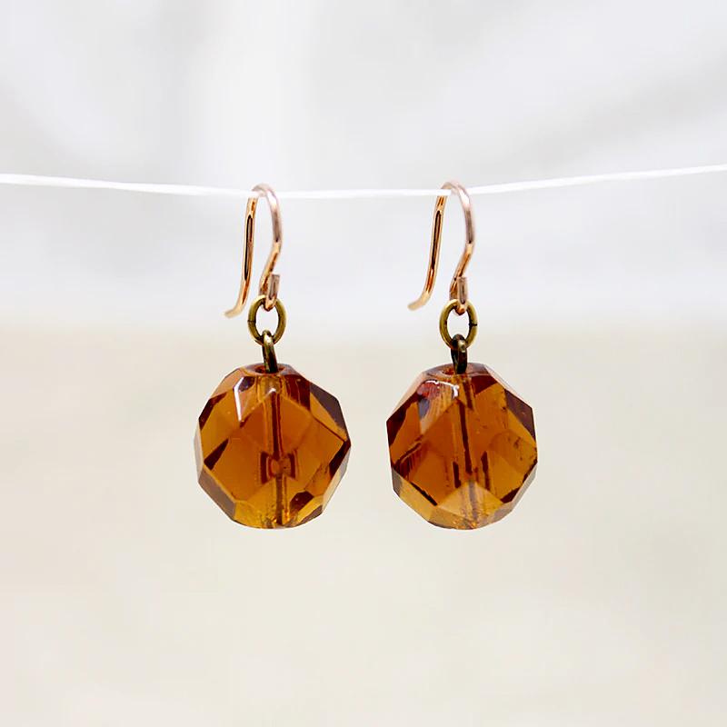 faceted glass bead earrings