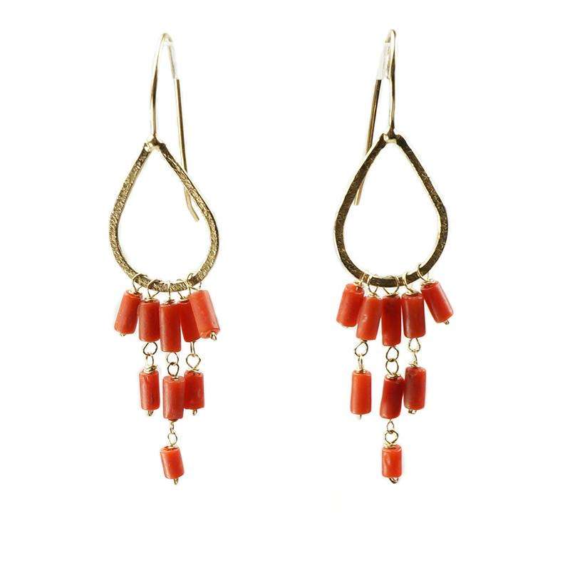 The Cairo Earrings by brunet in Coral