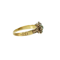 Early Cushion Cut Emerald and Diamond Ring
