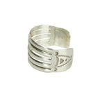 Wide Vintage Coin Silver Native American Cuff Bracelet - Gem Set Love