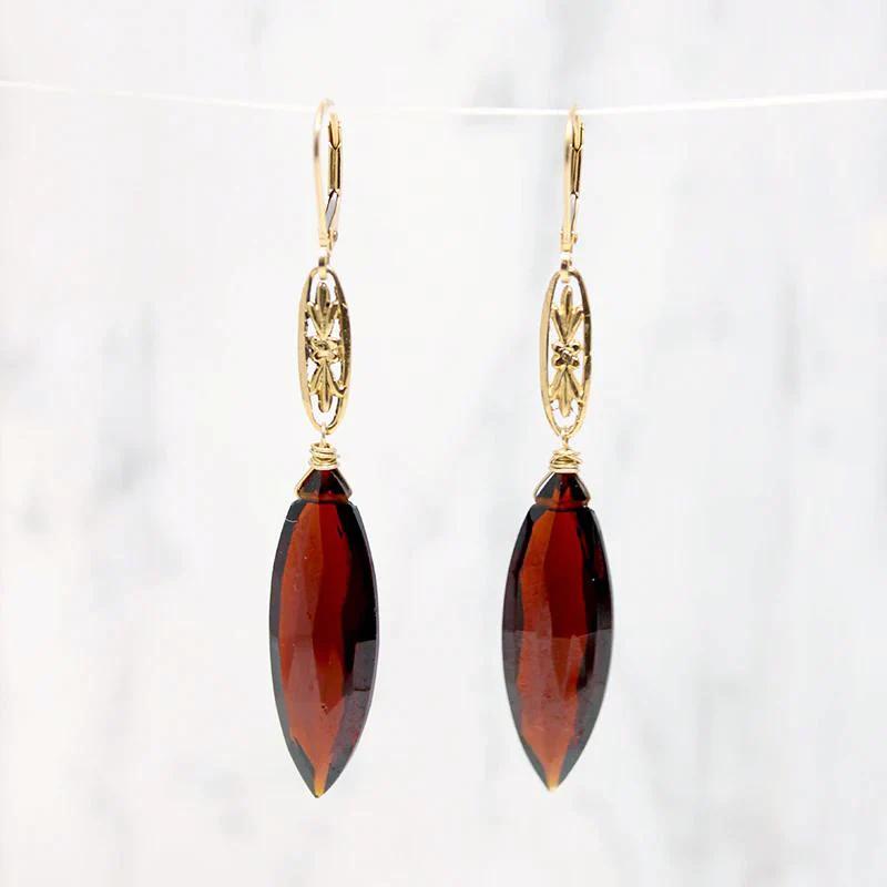 Marché Marquis Garnet Pendant Drop Earrings by brunet