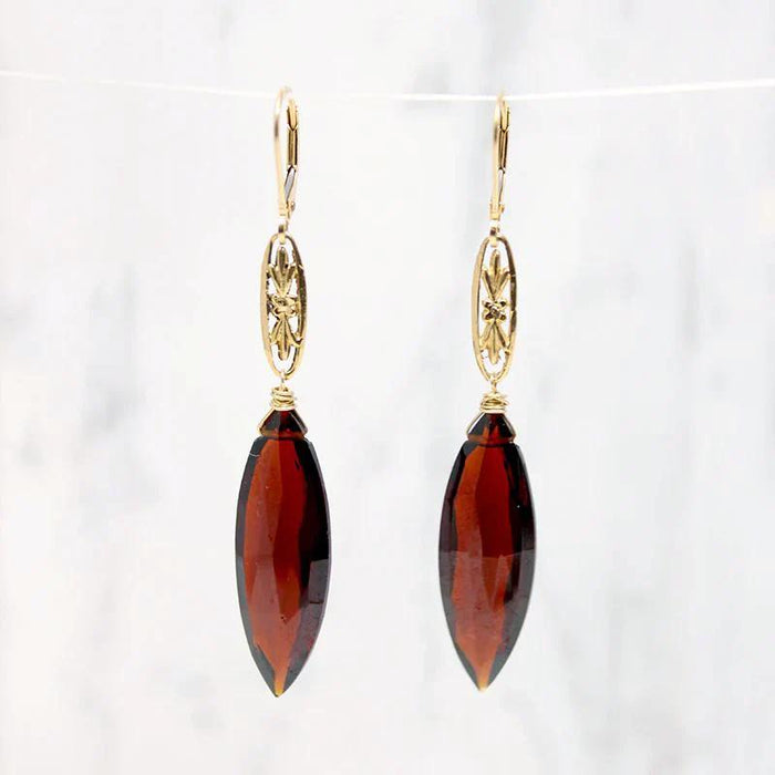 Marché Marquis Garnet Pendant Drop Earrings by brunet