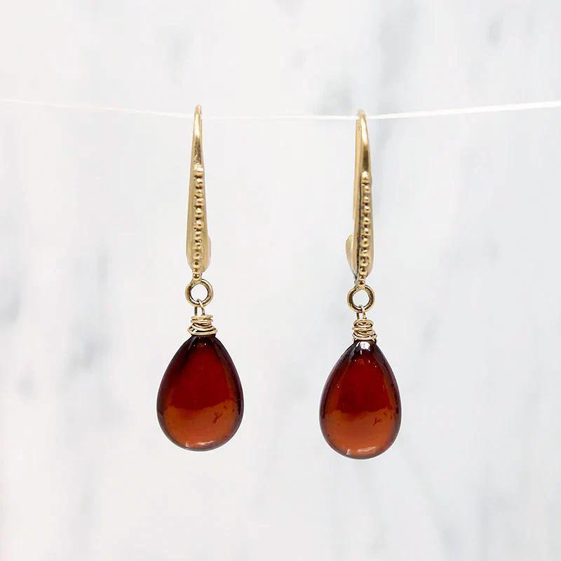 The Mughal Earring with Glossy Garnet Drops by brunet