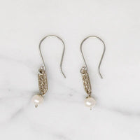 White Gold Filigree & Pearl Earrings by brunet