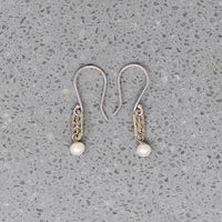 White Gold Filigree & Pearl Earrings by brunet