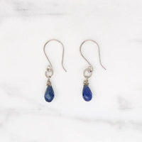 Petite Sapphire & White Gold Drop Earrings by brunet
