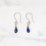 Petite Sapphire & White Gold Drop Earrings by brunet