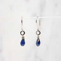 Petite Sapphire & White Gold Drop Earrings by brunet
