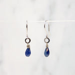 Petite Sapphire & White Gold Drop Earrings by brunet