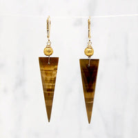 Tigers Eye Spike Earrings with Etruscan Revival Beads by brunet