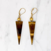 Tigers Eye Spike Earrings with Etruscan Revival Beads by brunet