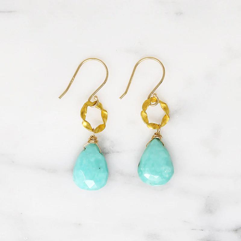 Twisted O Turquoise Ear Drops by brunet