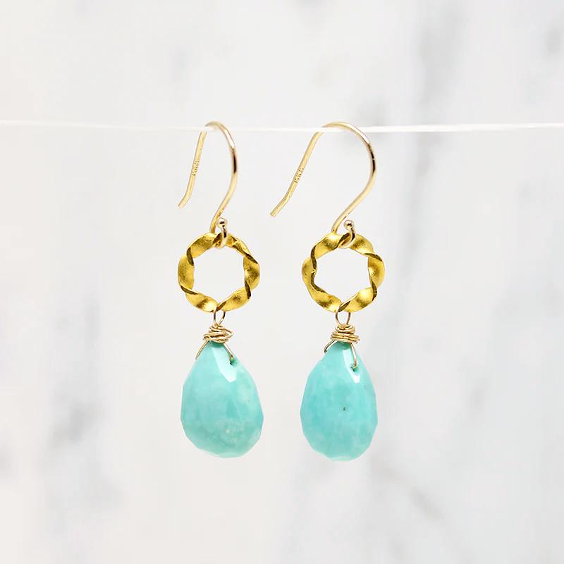 Twisted O Turquoise Ear Drops by brunet