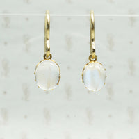 oval moonstone earrings on 14k recycled gold ear wires