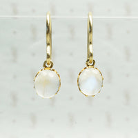 gold and moonstone ear drops vintage recycled