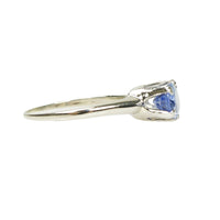 White Gold Antique Blue Sapphire East West Ring