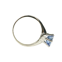 White Gold Antique Blue Sapphire East West Ring